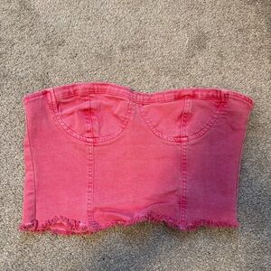 Pink Strapless Bustier Top